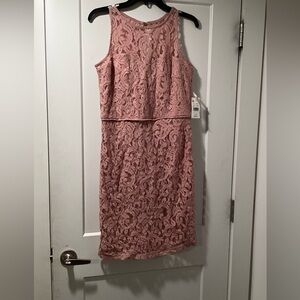 NWT Marina Size‎ 10 Sleeveless Lace Sheath Dress Blush